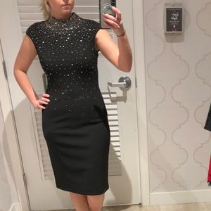 Eliza J, Beaded Embellished Black Cocktail Dress